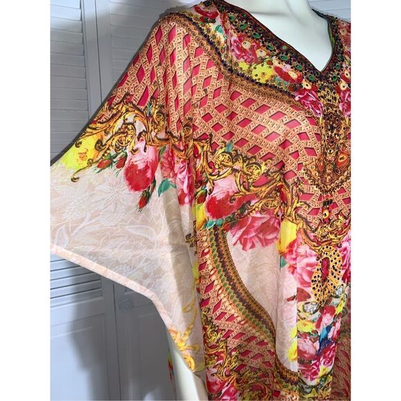 Sigris Semi Sheer Kaftan Swim Cover Free Size - Picture 8 of 12